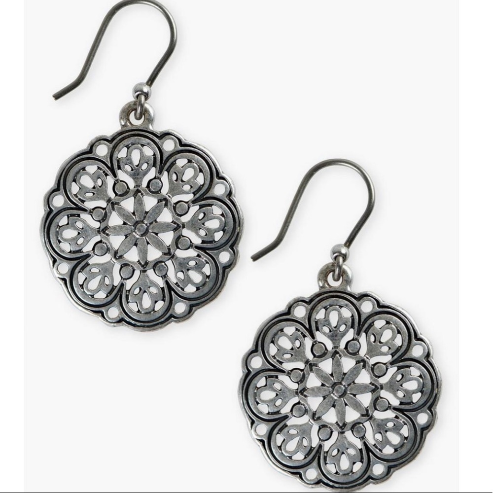 NEW silver medallion drop earrings - Picture 1 of 7